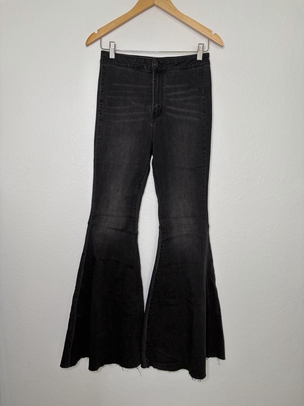Free People Just Float On Flare Bell Bottom Jeans in Black Size 28 Boho